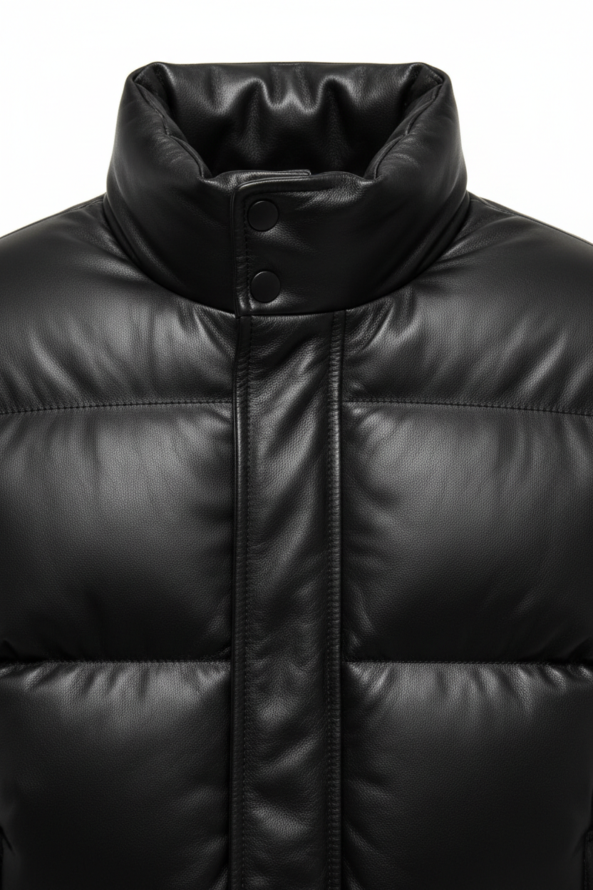 Lambskin Leather Puffer Jacket – Classic Black | Genuine Leather