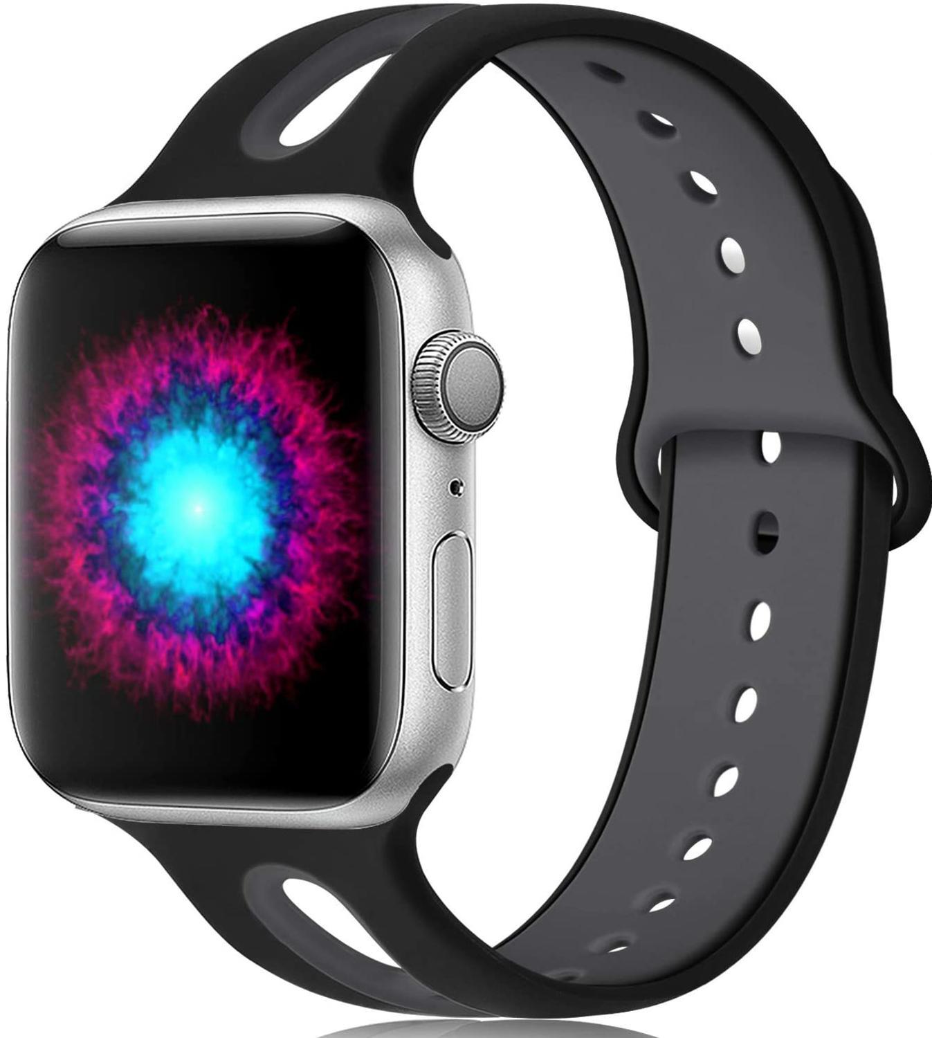 Compatible with Apple, Suitable For Iwatch Strap 6-hole Silicone Strap