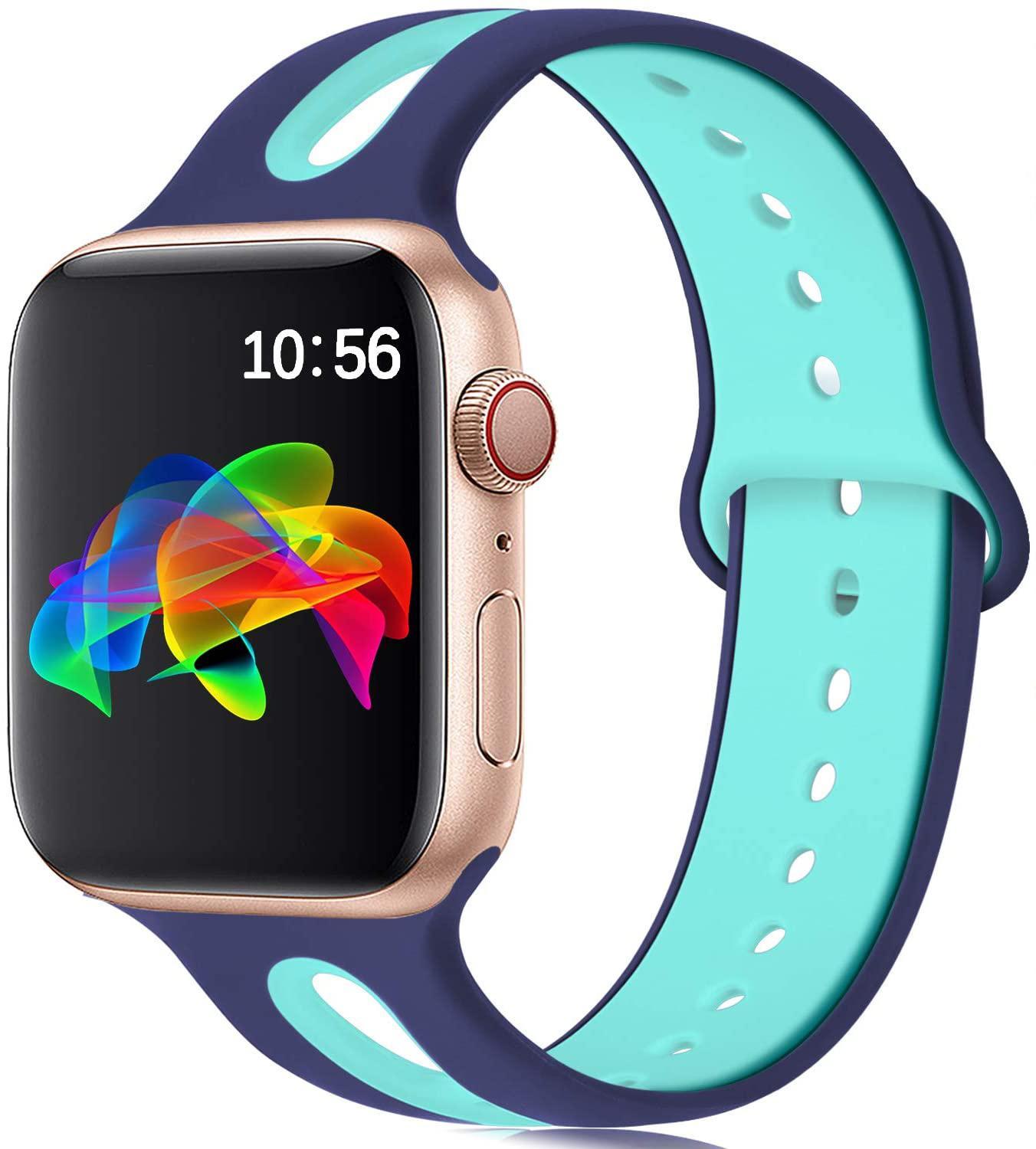 Compatible with Apple, Suitable For Iwatch Strap 6-hole Silicone Strap