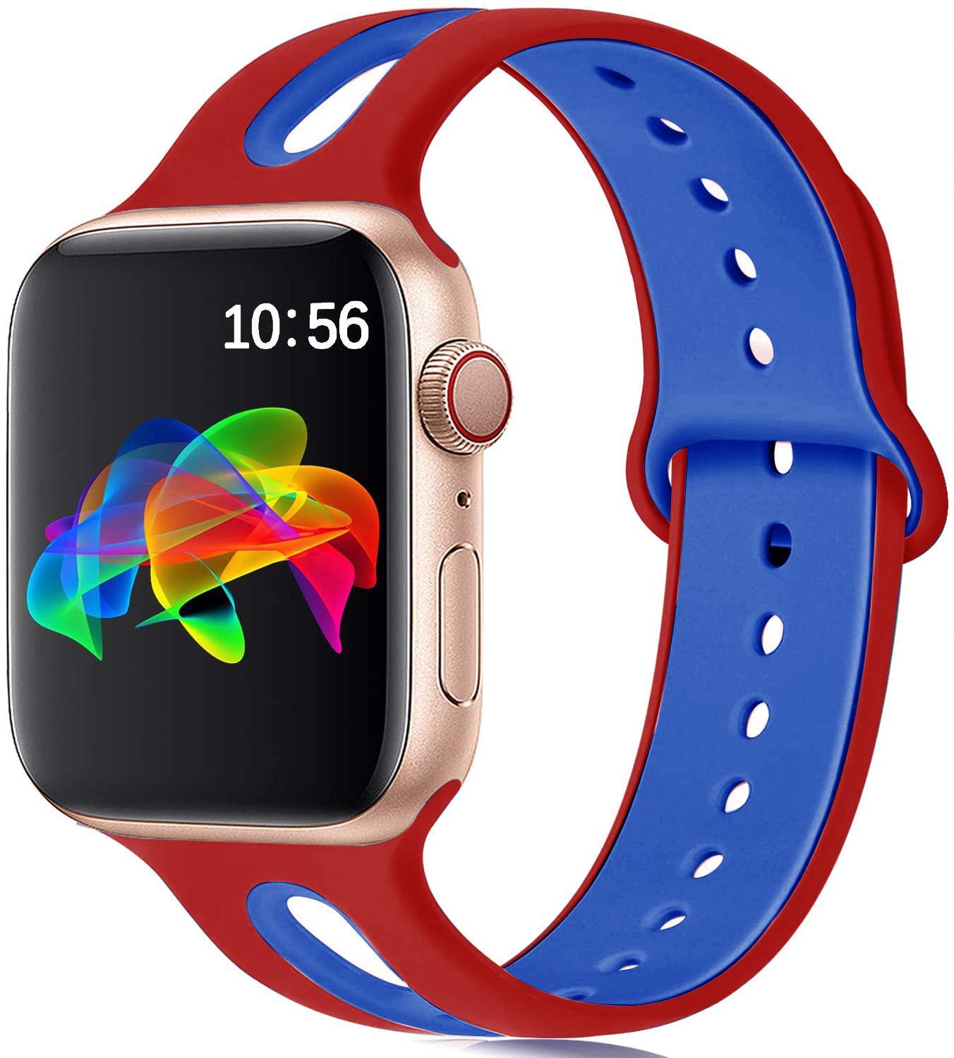 Compatible with Apple, Suitable For Iwatch Strap 6-hole Silicone Strap