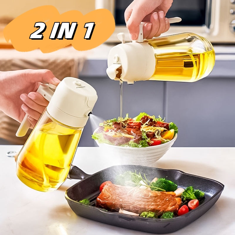 470ML Glass Olive Oil Sprayer & Dispenser – 2-in-1 Spray & Pour Bottle