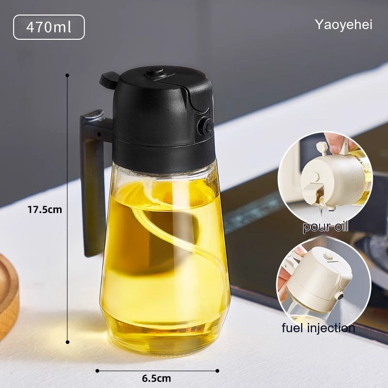 470ML Glass Olive Oil Sprayer & Dispenser – 2-in-1 Spray & Pour Bottle