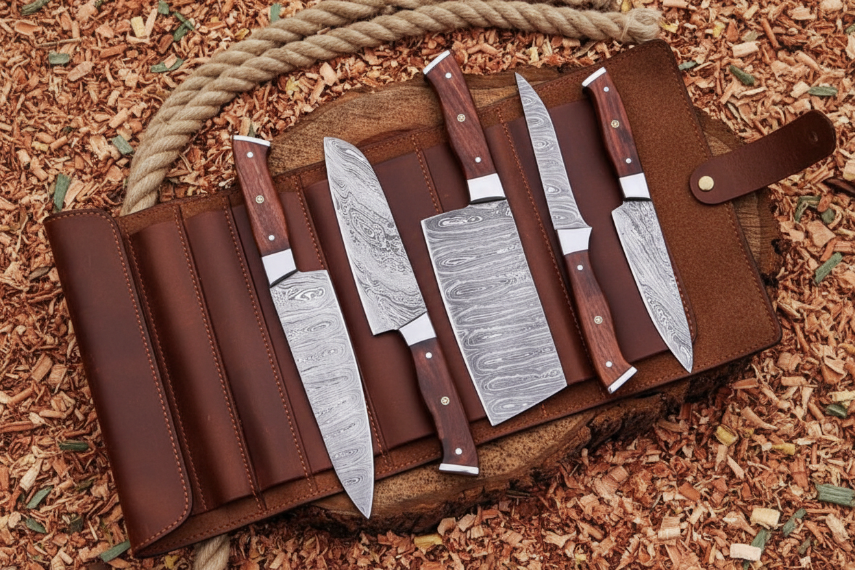 5-Piece Knife Set Leather Roll