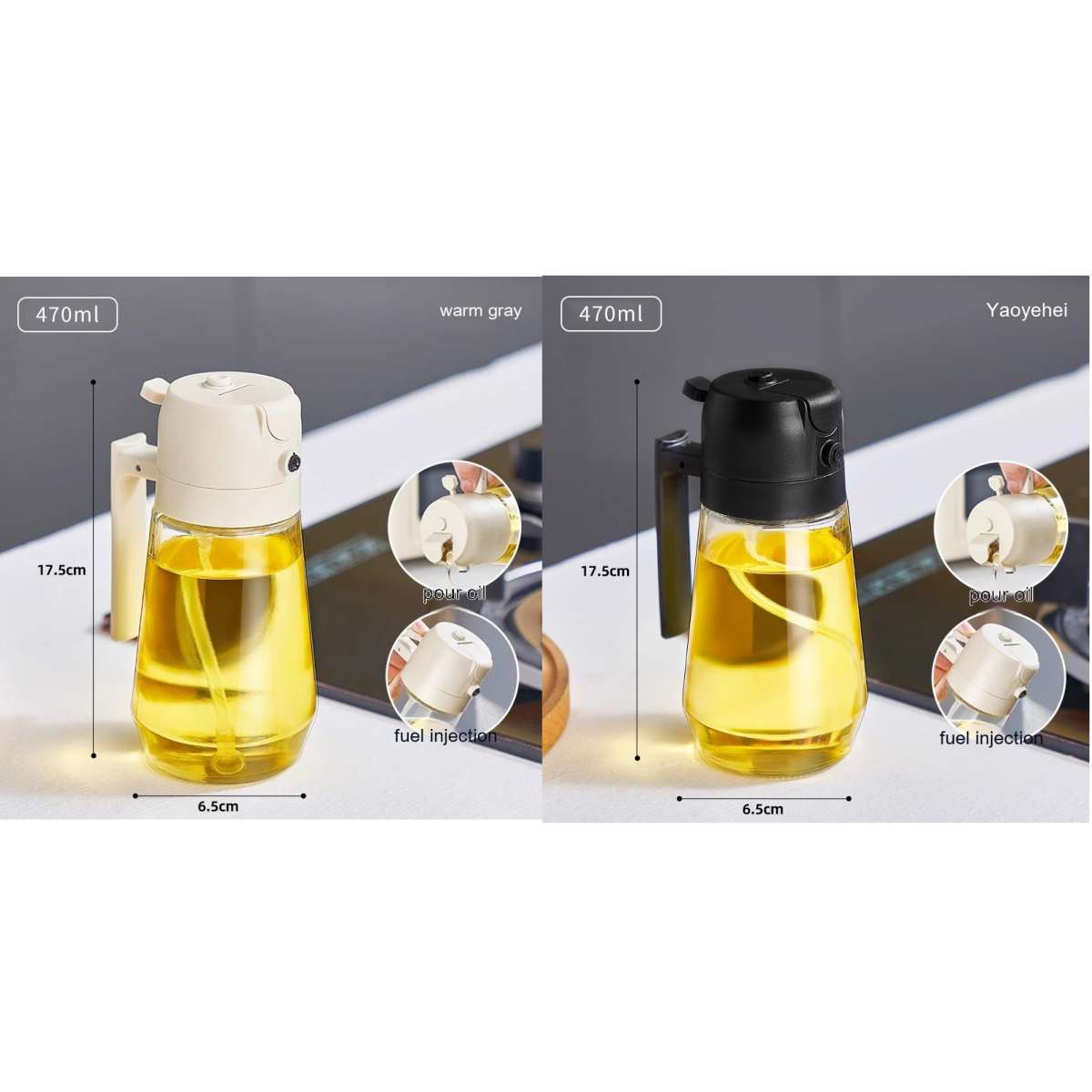 470ML Glass Olive Oil Sprayer & Dispenser – 2-in-1 Spray & Pour Bottle