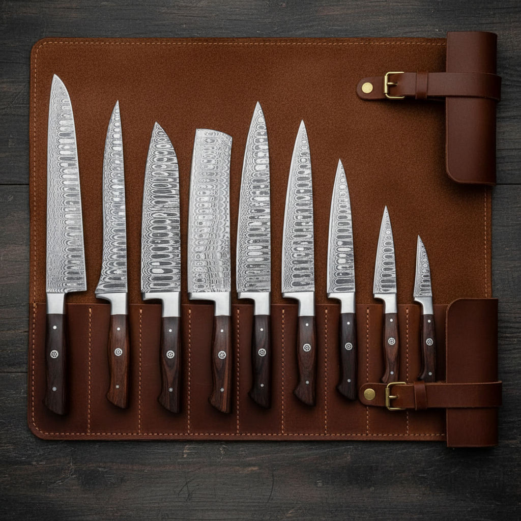 9-Piece Knife Set Flat Lay