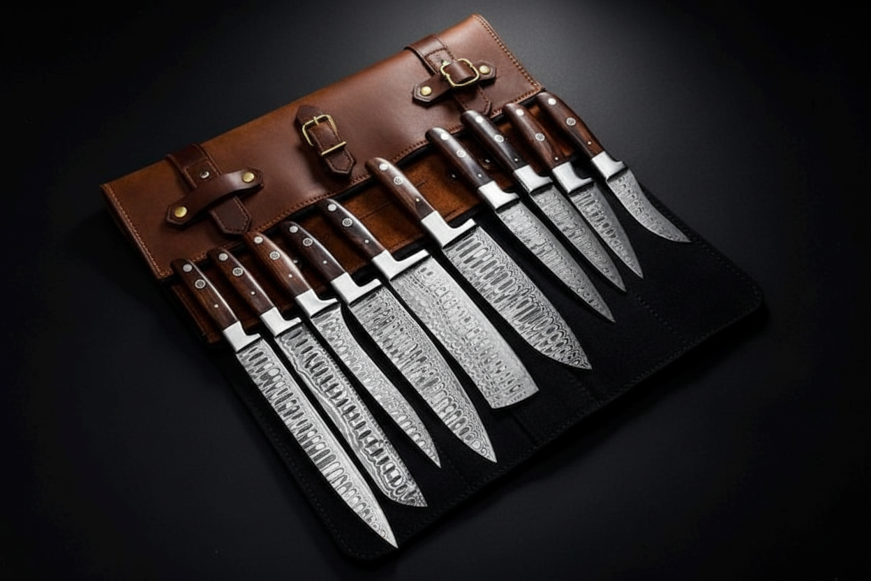 9-Piece Knife Set Leather Roll