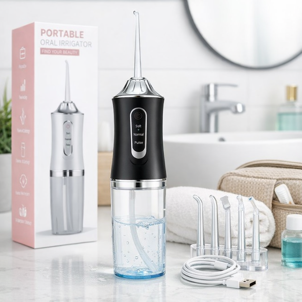 Portable Water Flosser Oral Irrigator – Cordless Rechargeable Dental Cleaner with 3 Modes & 360° Nozzle