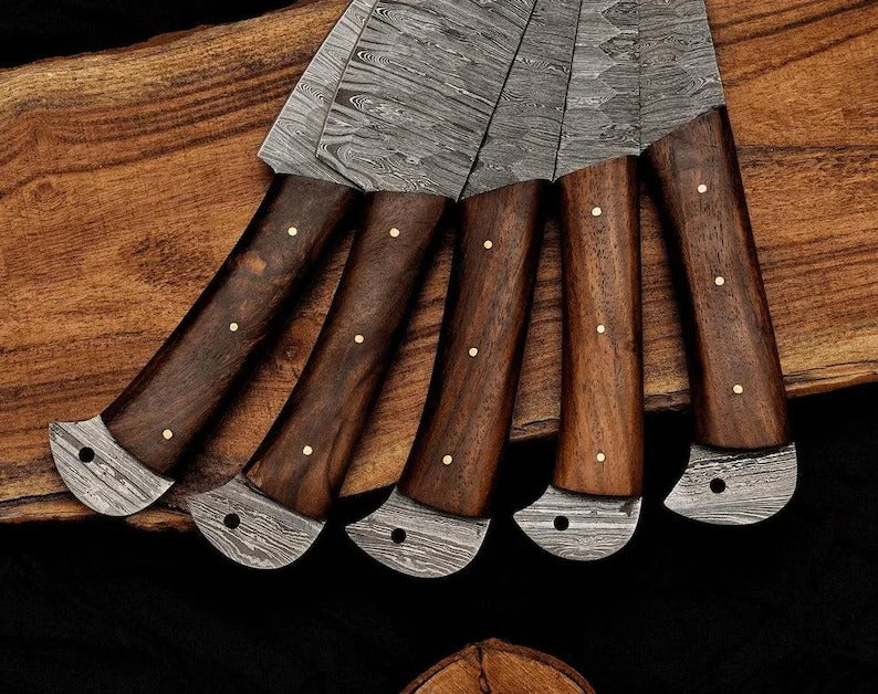 5-Piece Damascus Steel Chef Knife Set – Rosewood Handle