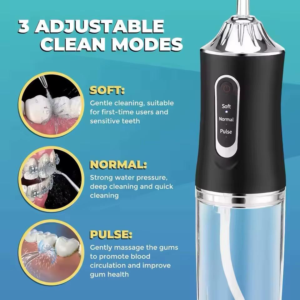 Portable Water Flosser Oral Irrigator – Cordless Rechargeable Dental Cleaner with 3 Modes & 360° Nozzle