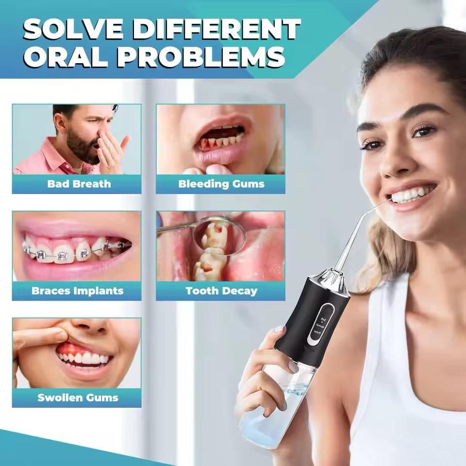 Portable Water Flosser Oral Irrigator – Cordless Rechargeable Dental Cleaner with 3 Modes & 360° Nozzle