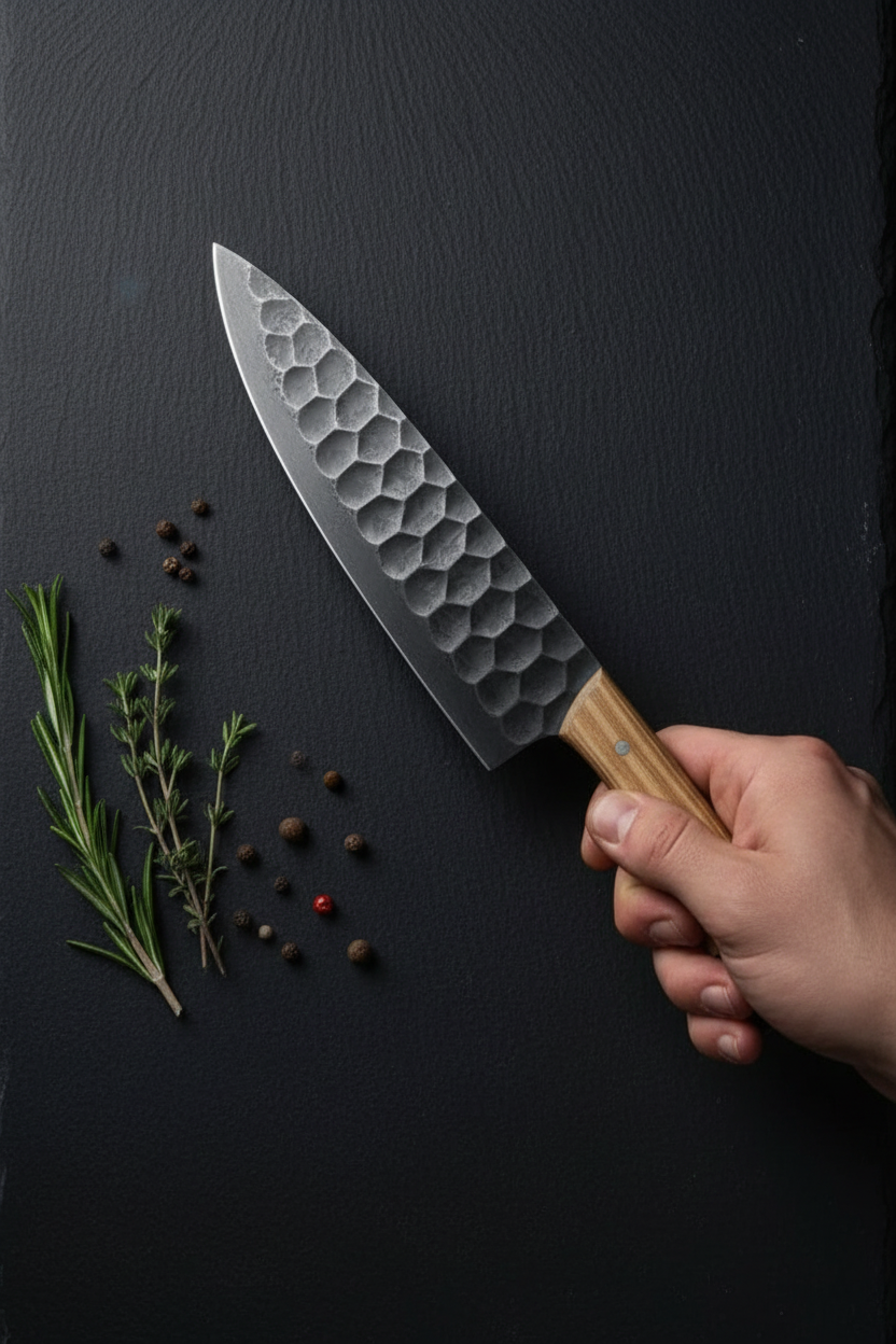 Black Hammered Knife Hand Hold