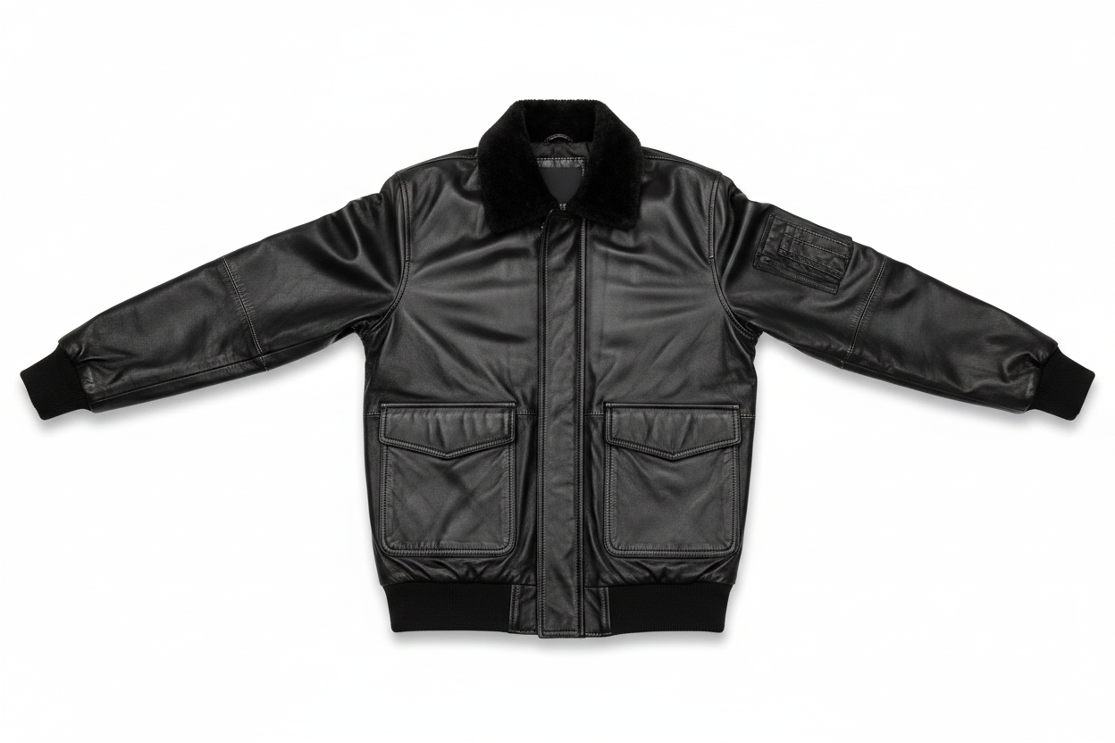 Black Leather Jacket Flat Lay