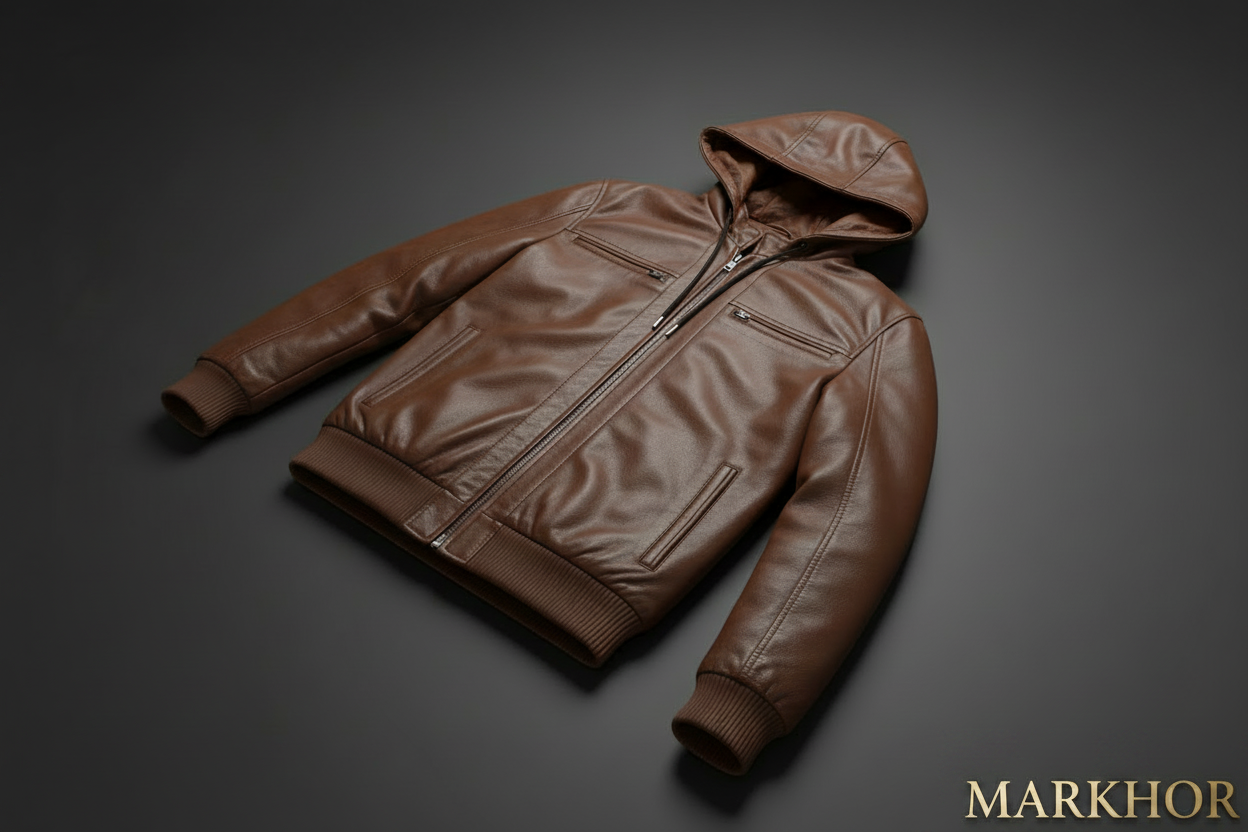 Brown Leather Bomber Jacket – MARKHOR Branded