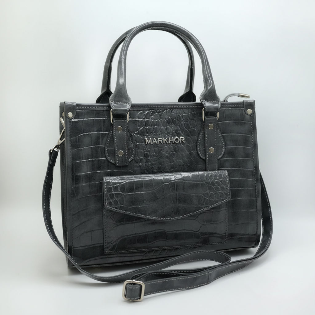LS08 MARKHOR Charcoal Grey Tote - Front View