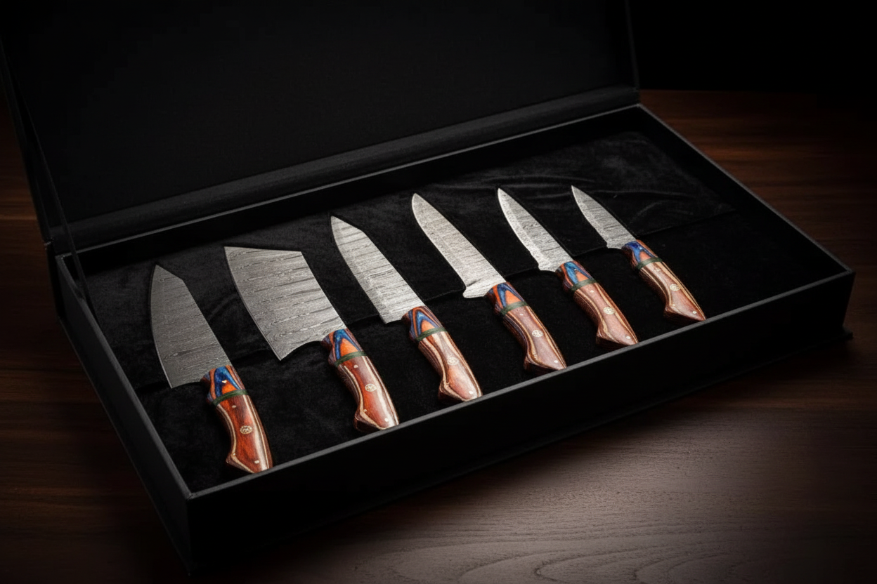 Damascus steel knife set gift box packaging