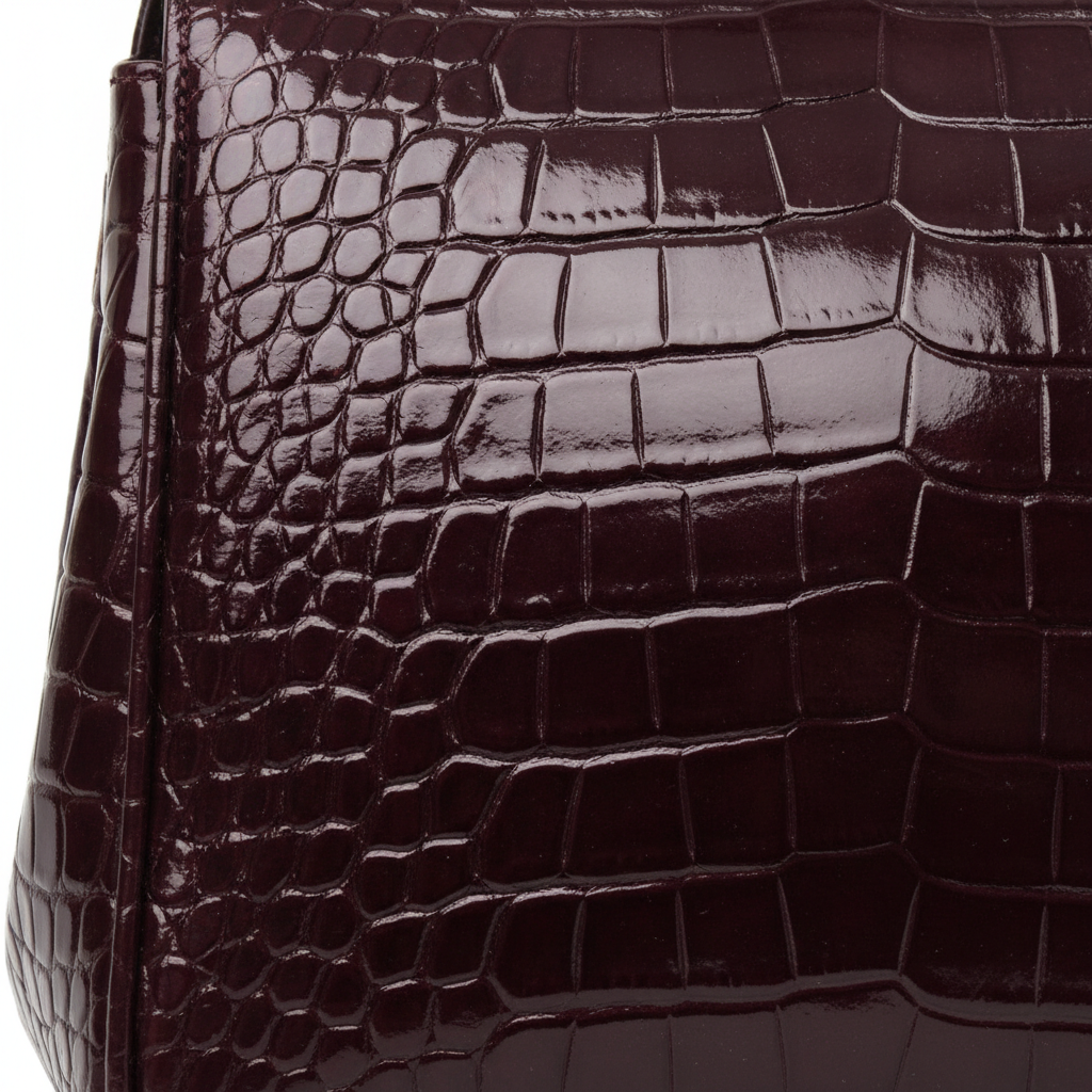 LS05 Patent Croc Leather Texture Detail